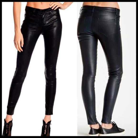 *GENETIC SHYA ZIP LEATHER CIGARETTE PANT COLOR NAVY/BLACK SZ 28 NEW WITH DEFECT - Picture 2 of 16
